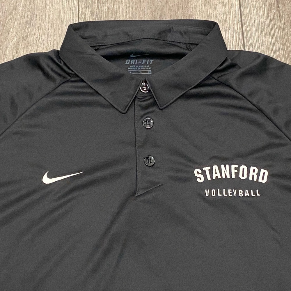 Nike Stanford Cardinal Volleyball Team Polo Shirt Men Size L/ Large Black/White